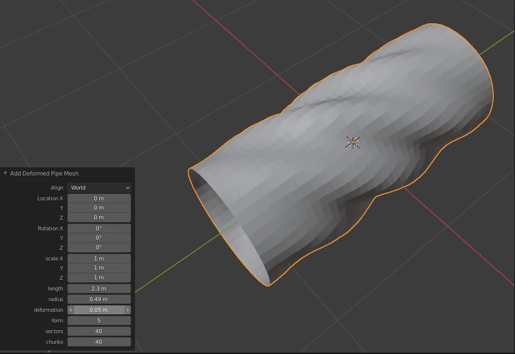 Deformed pipe screenshot in Blender