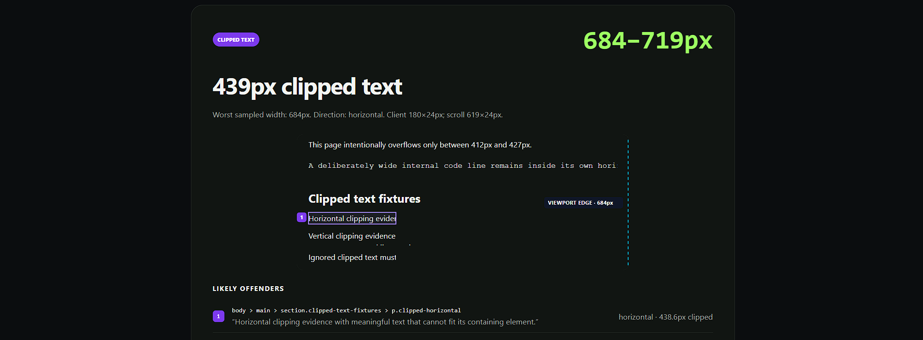 WIDTHSCAN clipped text report