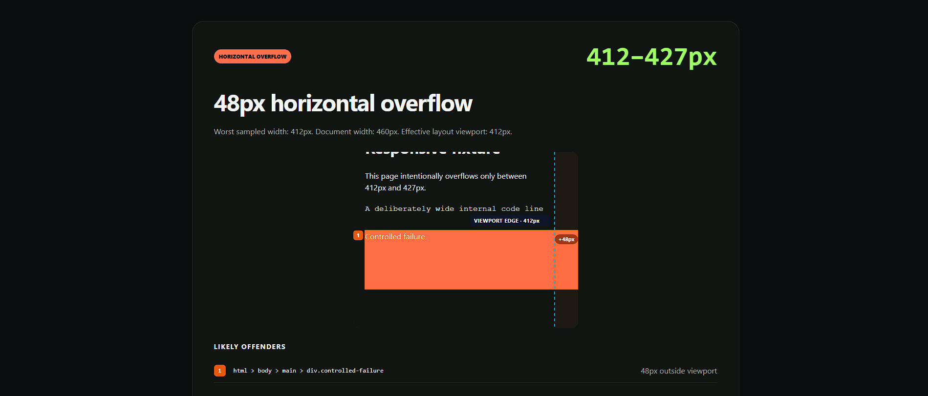 WIDTHSCAN horizontal overflow report