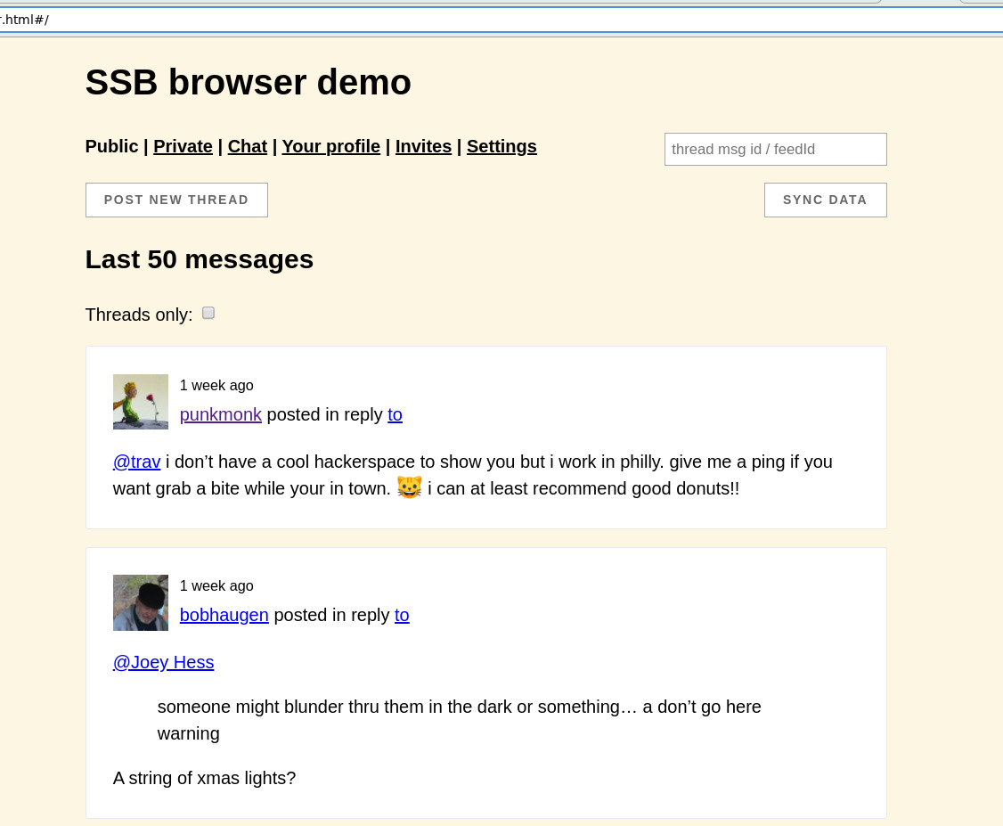 Screenshot of ssb browser demo