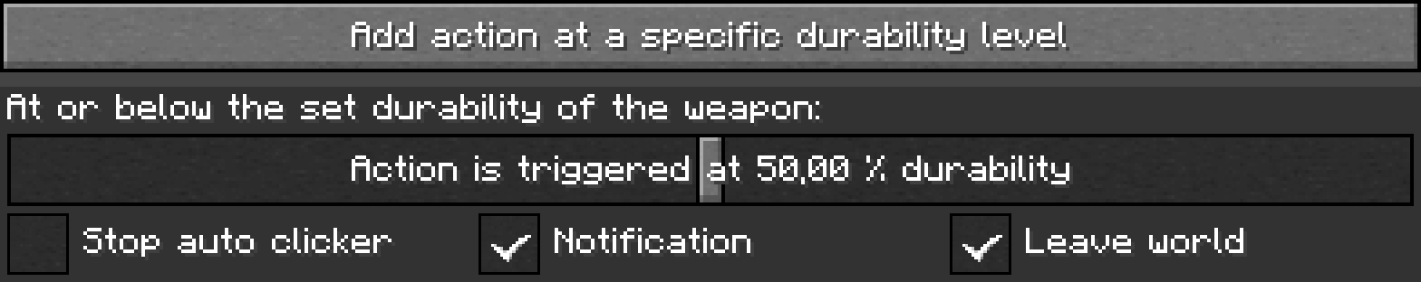Add button + Durability action element