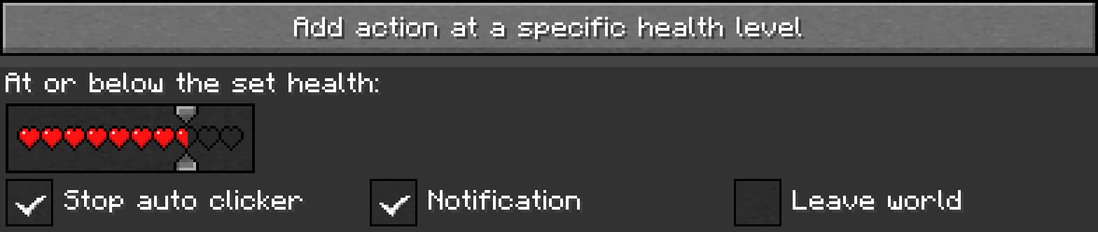 Add button + Health action element
