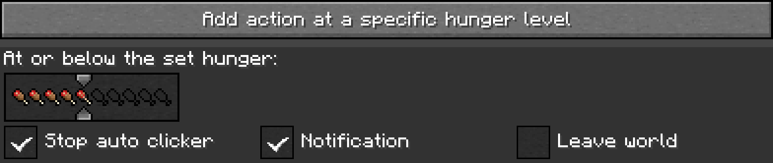 Add button + Hunger action element