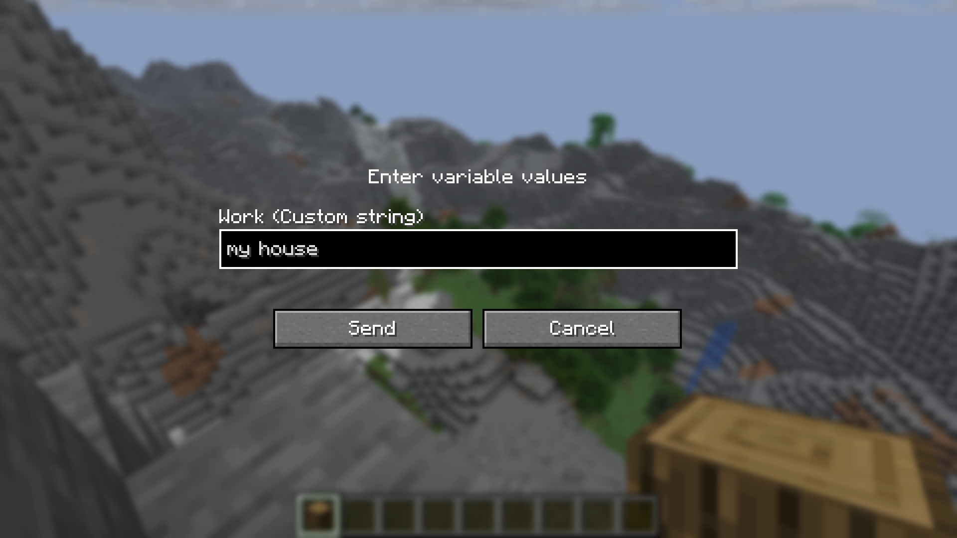 Input variable screen