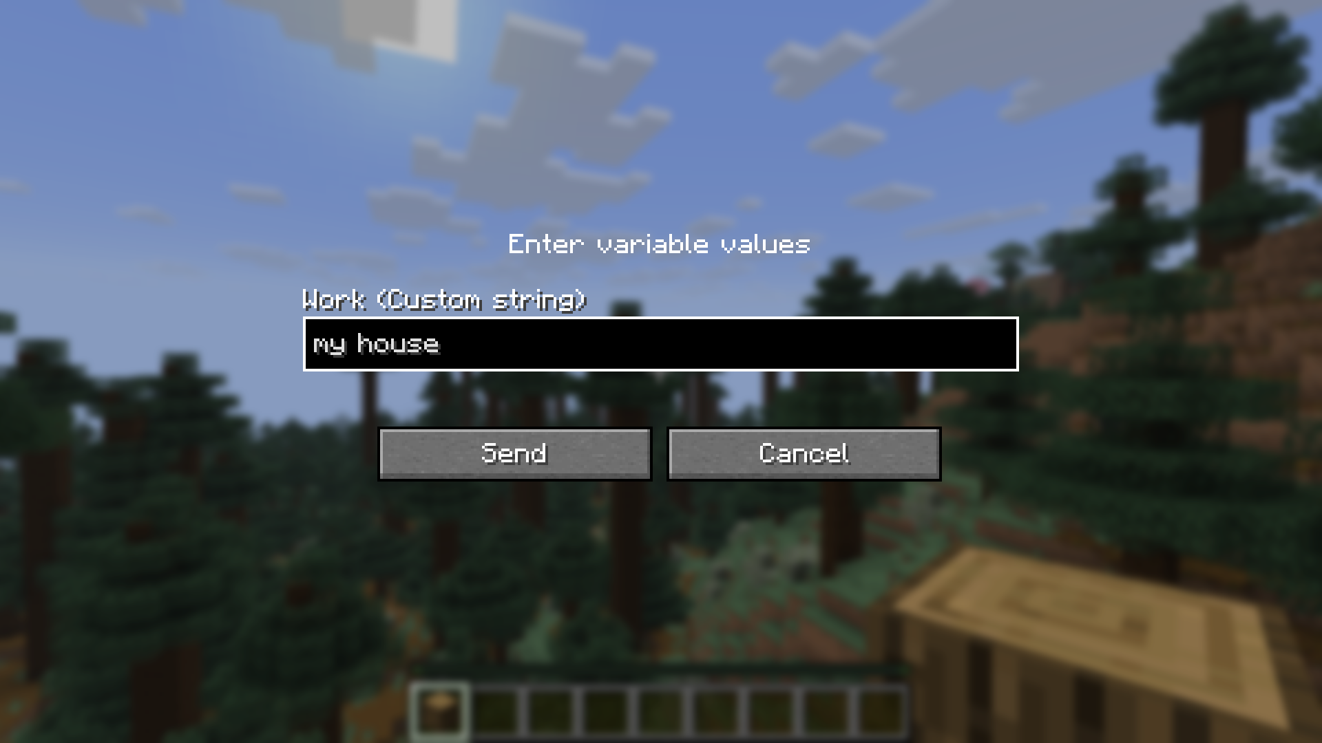 Input variable screen