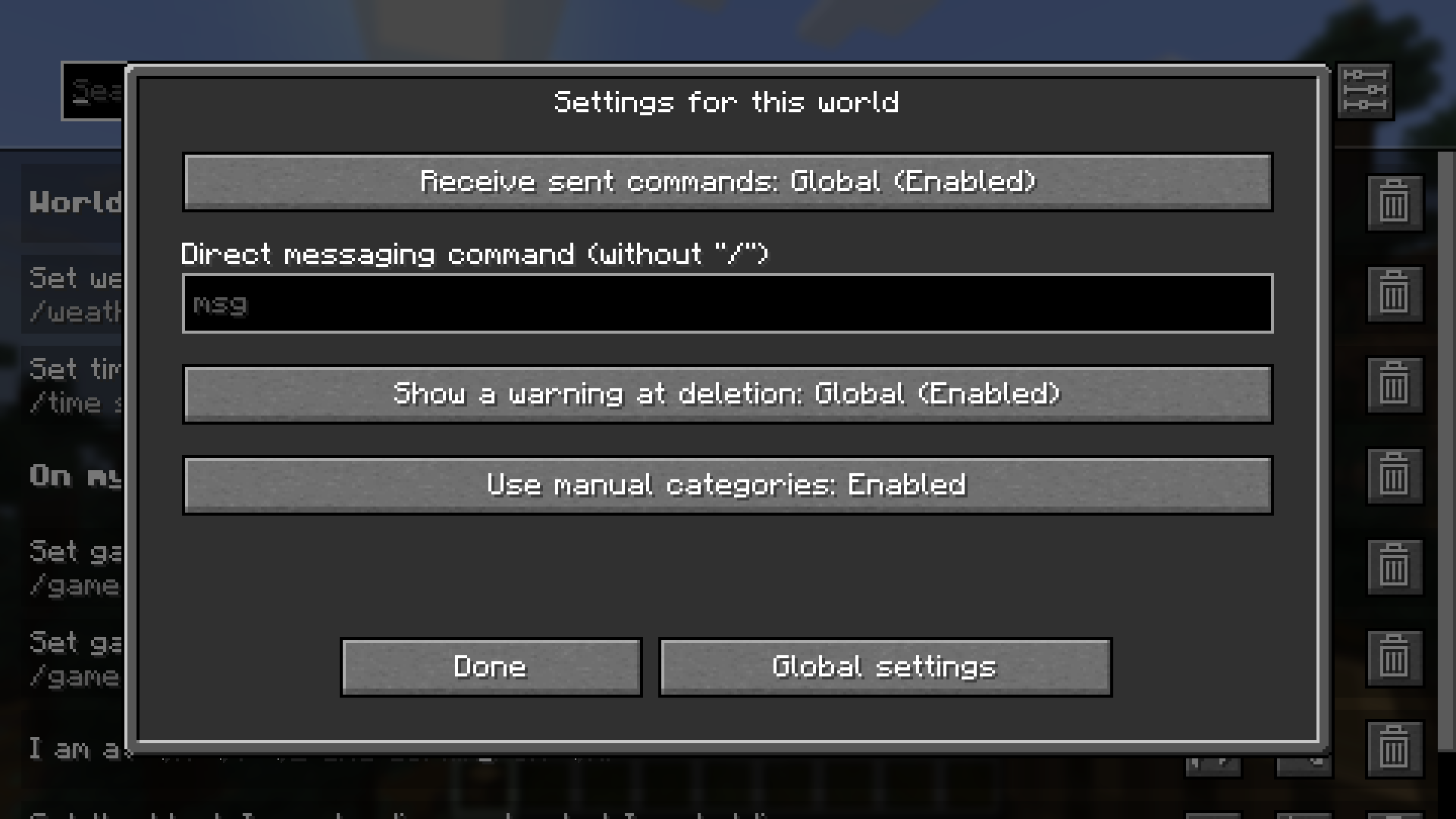 Per world settings