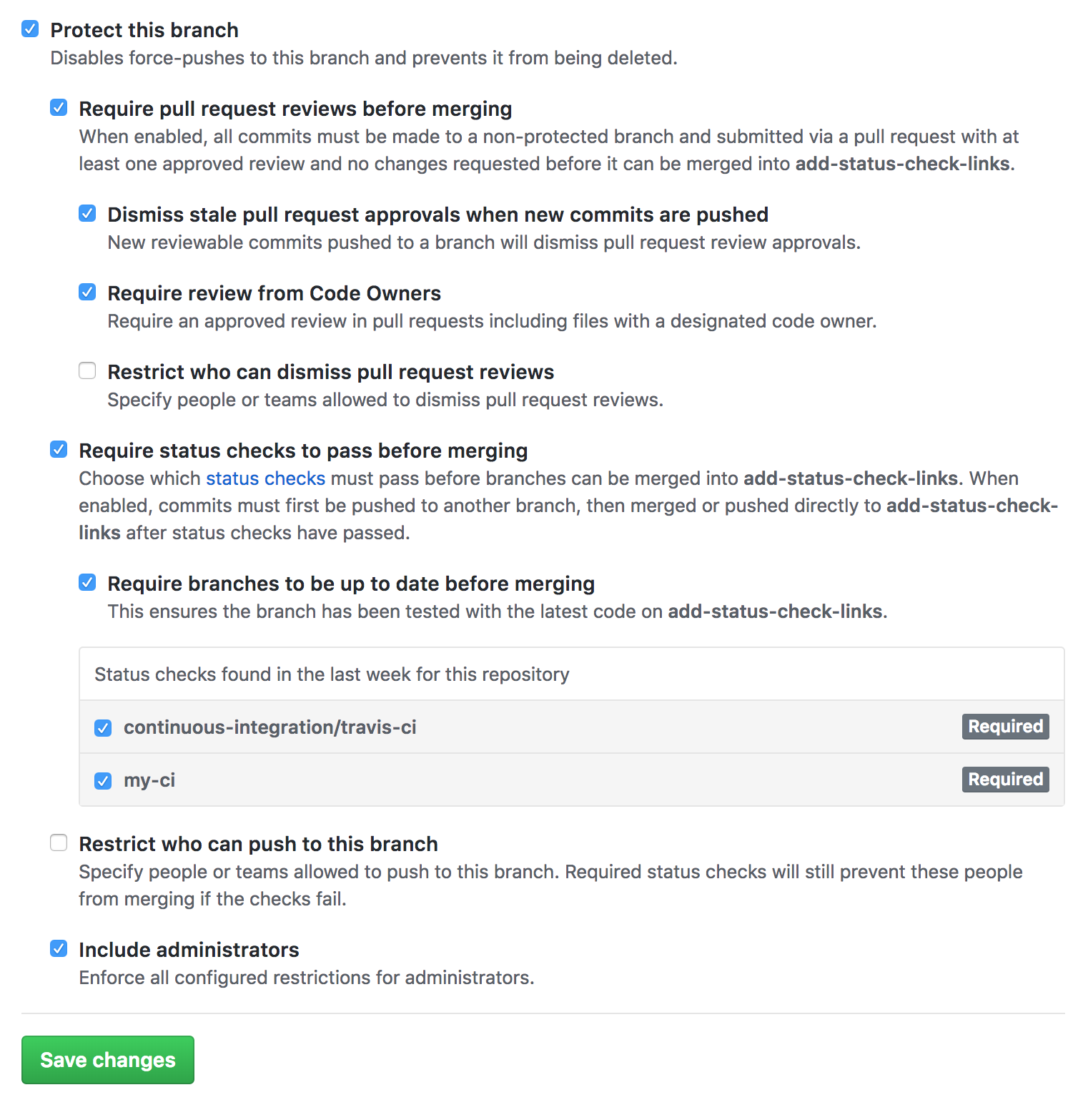 GitHub Branch Protection Settings