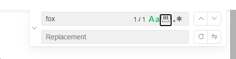 Find bar with Case Sensitive switched on and the focus ring on Select whole word