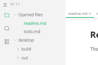 Opened files list with the close button for todo.md visible and focused