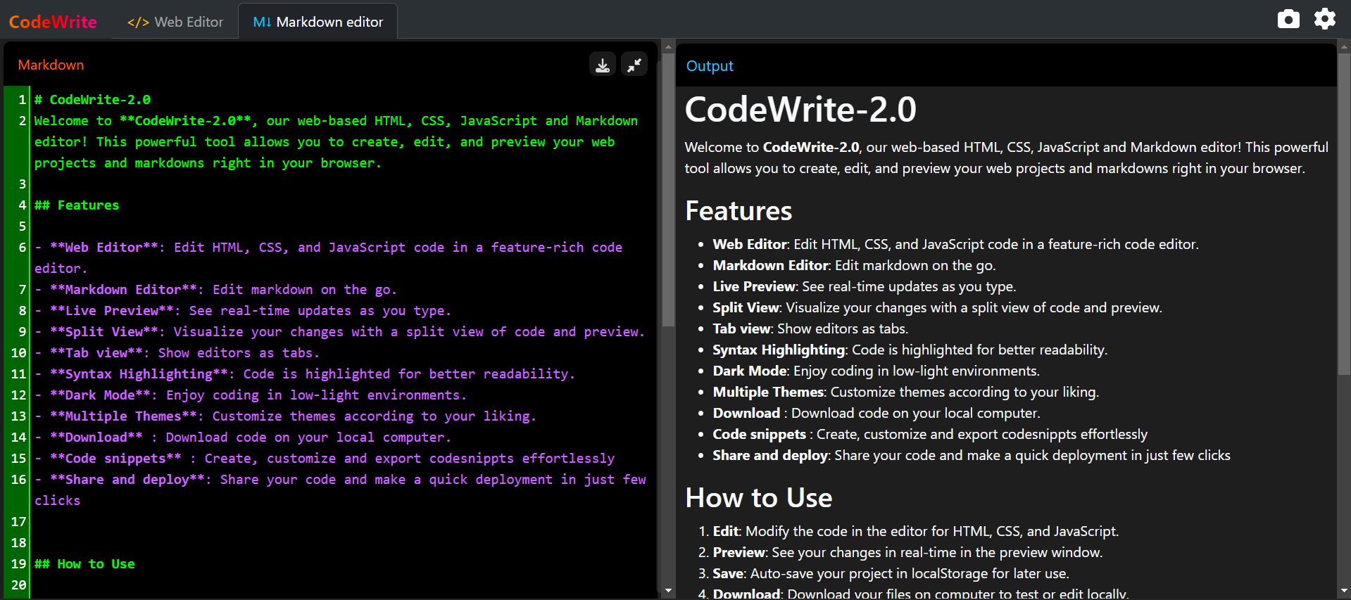 CodeWrite-2.0 Webeditor