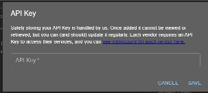 API Key dialog
