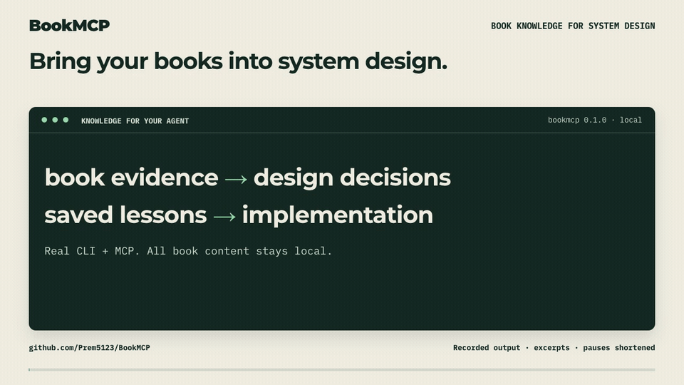 45-second demo: ingest a guide, retrieve a cited passage, save a lesson, and read it through MCP in a new session