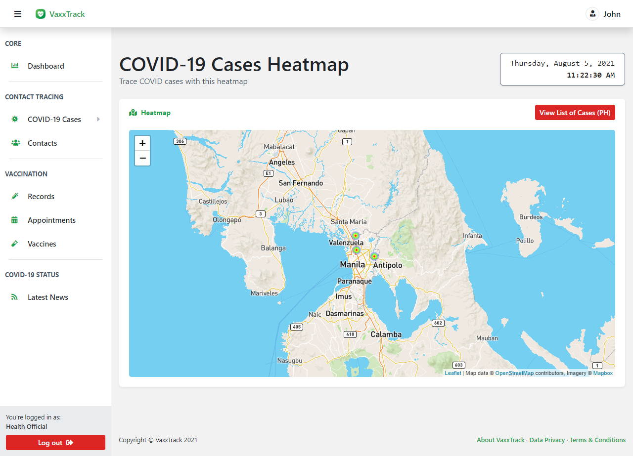 COVID-19 Cases Heatmap