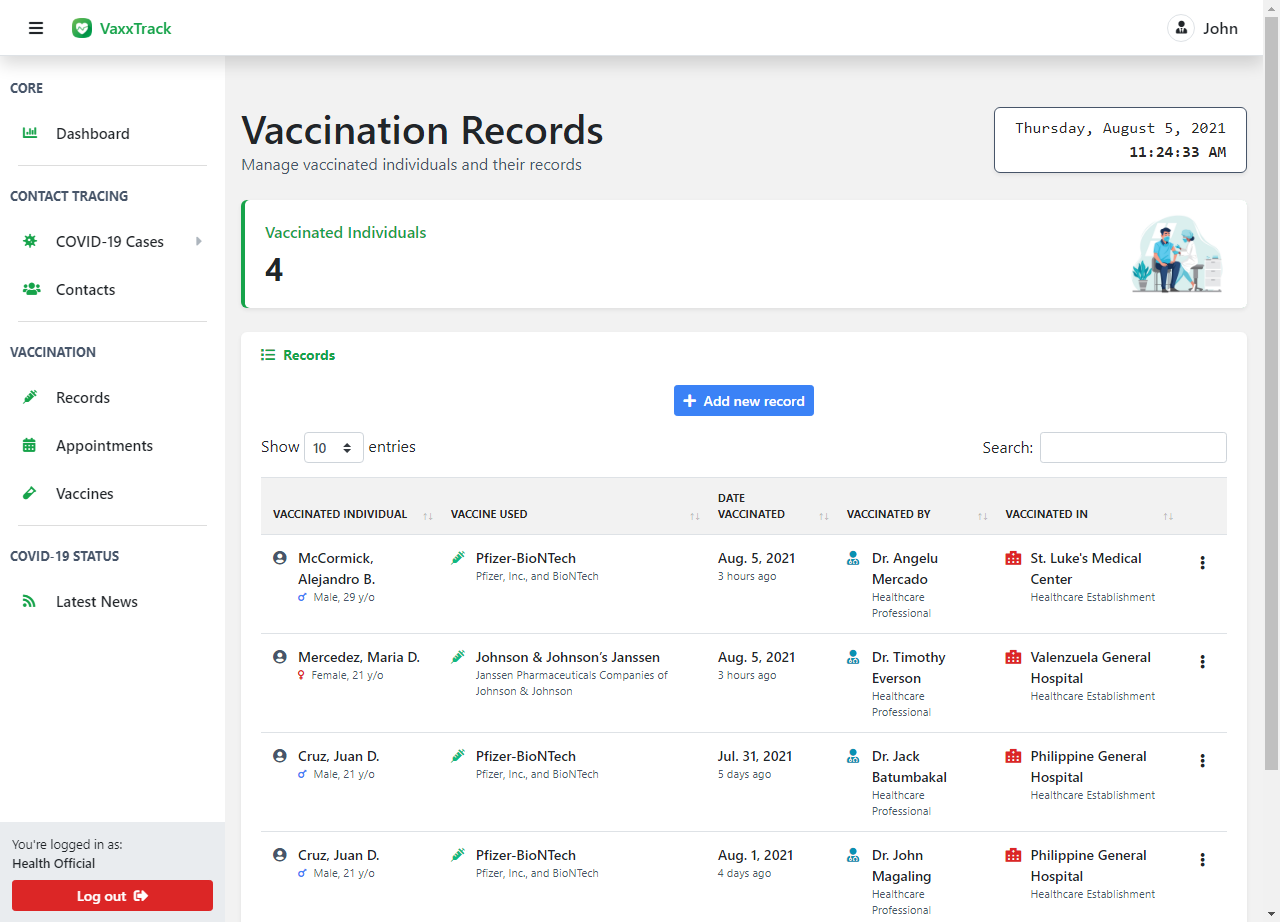 Vaccination Records