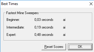 MinesweeperSolver best times