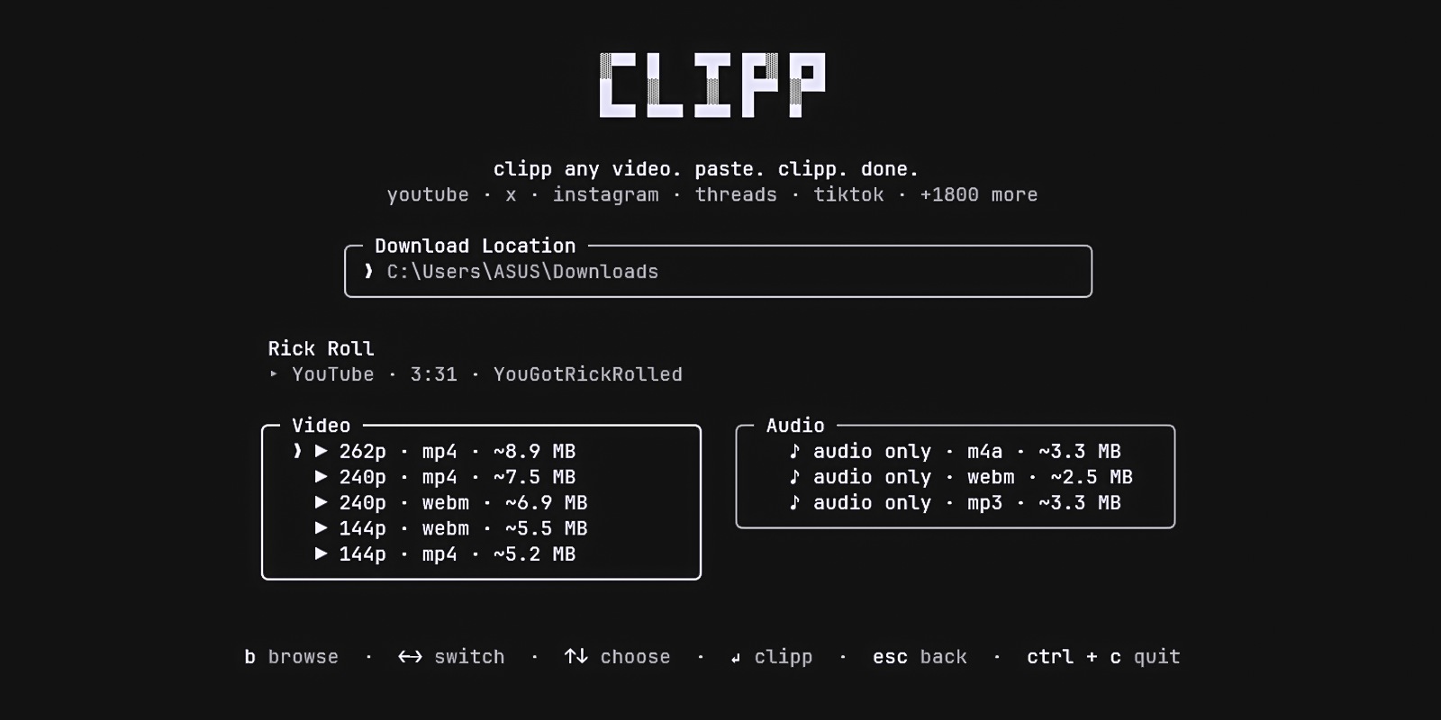 clipp downloading