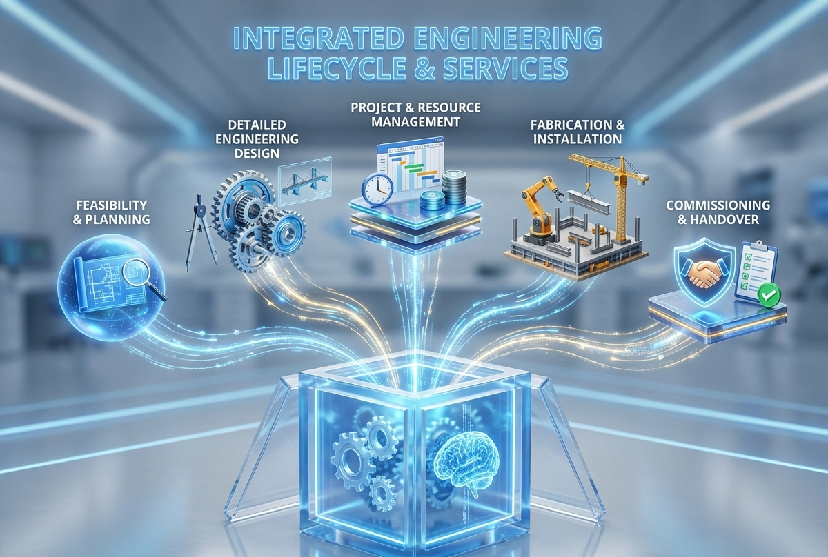Mechanical engineering design showing CAD model of industrial equipment