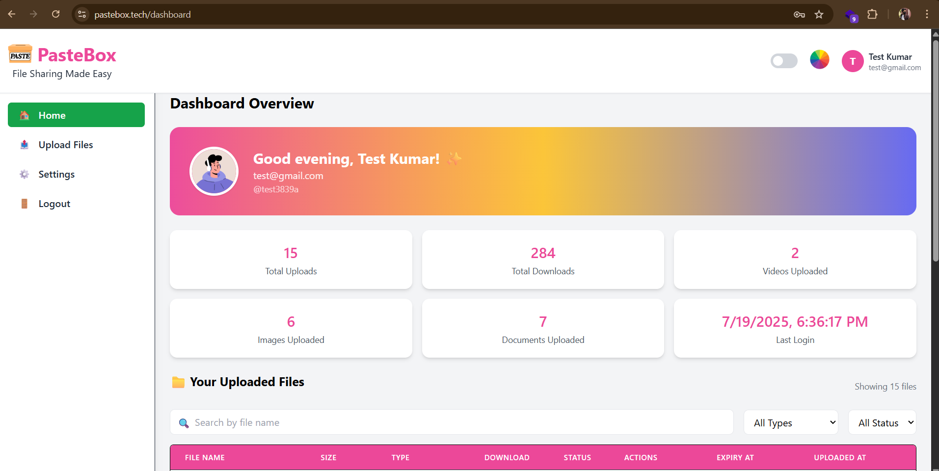 User Dashboard