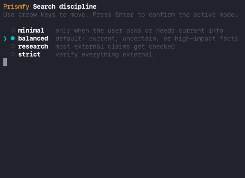 Prismfy Wizard setup flow