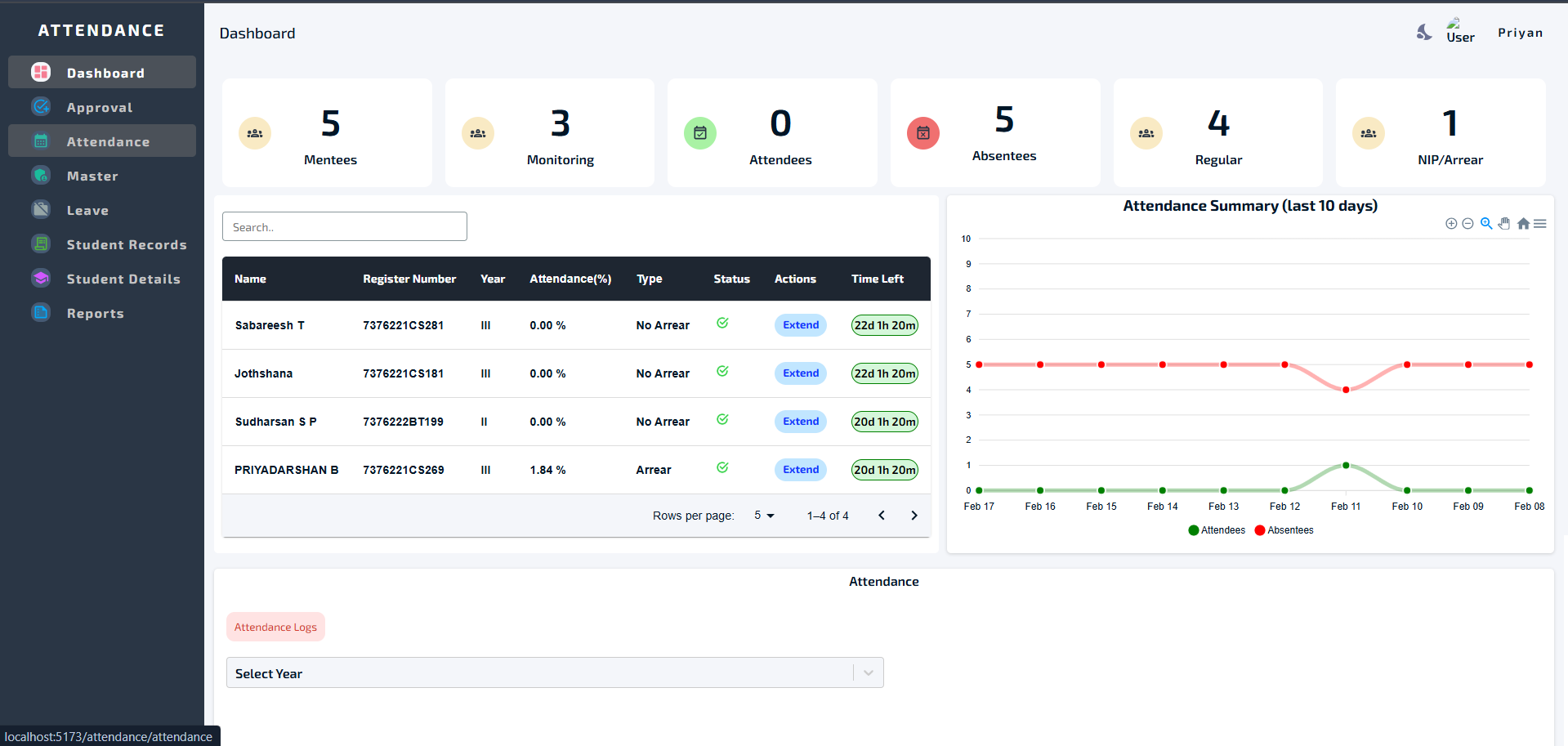 GitHub - Priyadarshan-B/Attendance