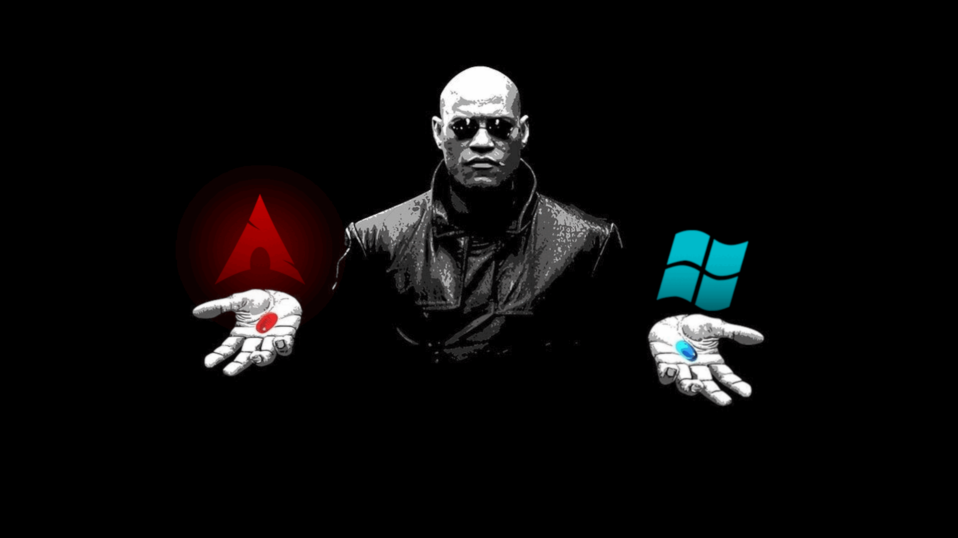 Aperçu du thème GRUB Matrix Morpheus montrant les icônes de démarrage Arch et Windows