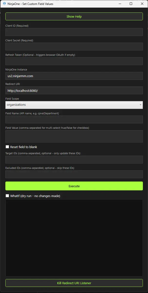 Ninja One - Set Custom Field Values