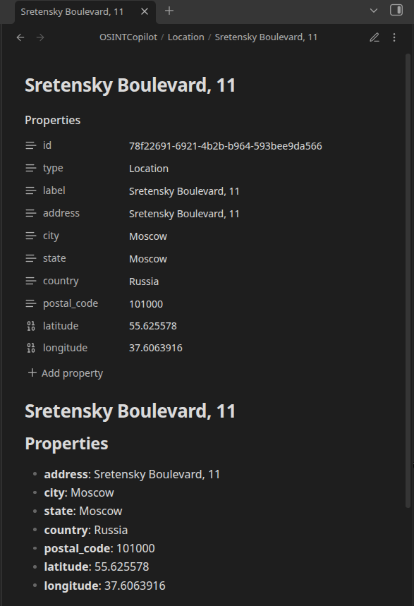 Location Note Example