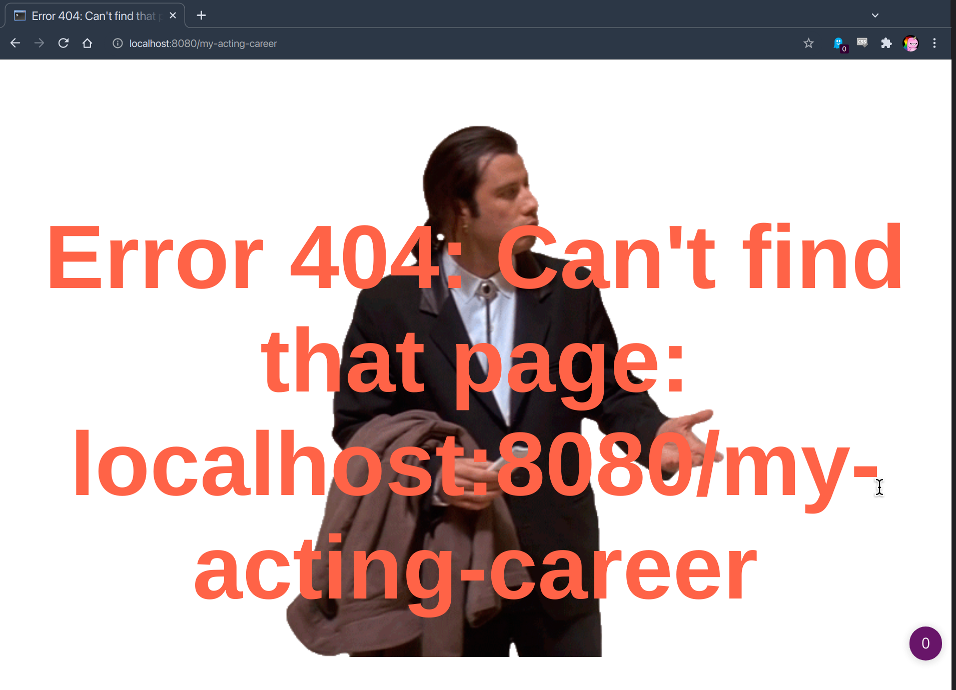 404 Error page