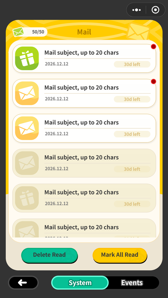 mail rendered in Cocos Creator