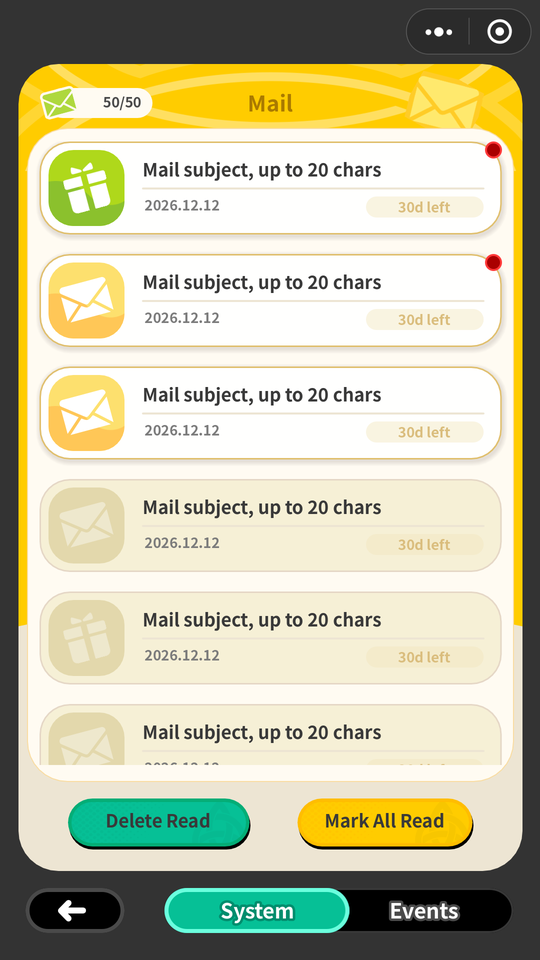 mail rendered in Godot