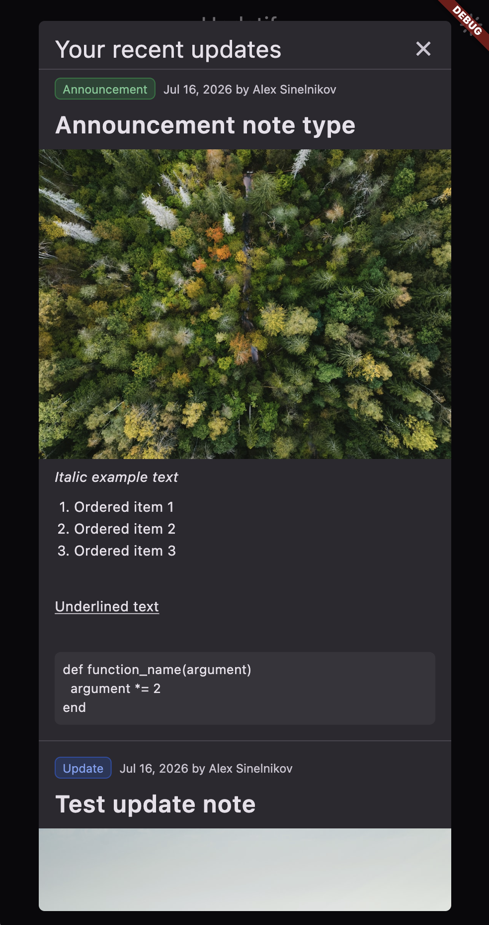 Updatify on mobile