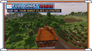Riding a happy ghast at 2x speed