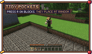 Random palette: press R on three planks, then every block placed is a random one