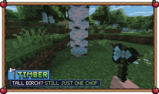 A tall birch felled with one chop