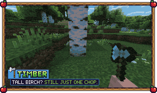 A tall birch felled with one chop