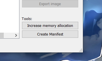 Increase memory allocation button inside Disa PC File Manager 