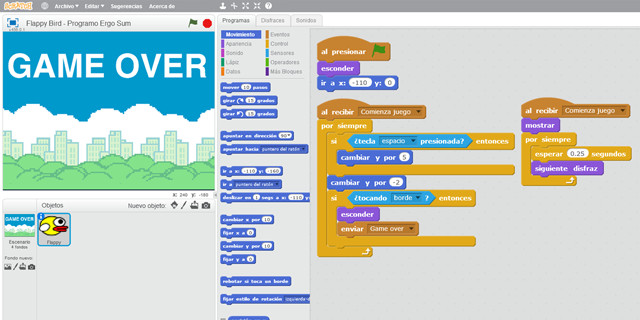 Tutoriales - Videojuego de Flappy Bird programado con Scratch 2.0