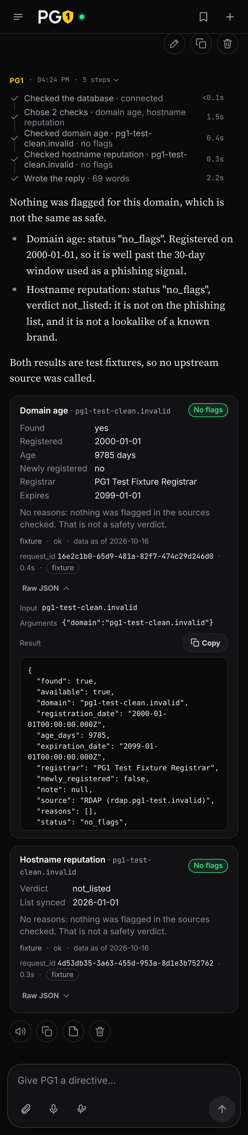 Domain check, dark
