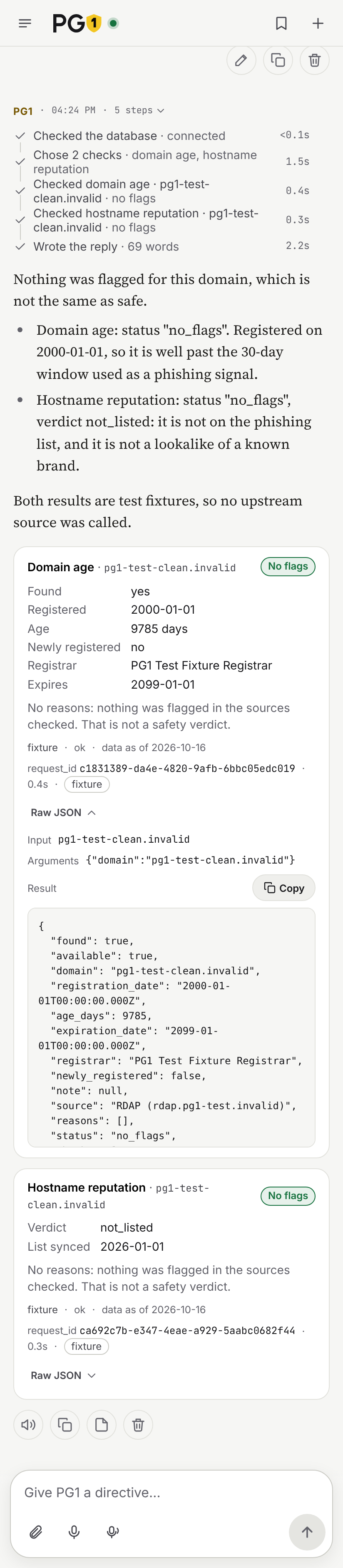 Domain check, light