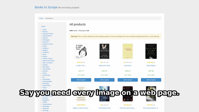 Demo: input URLs, image list, output dataset (real run, 42 images)