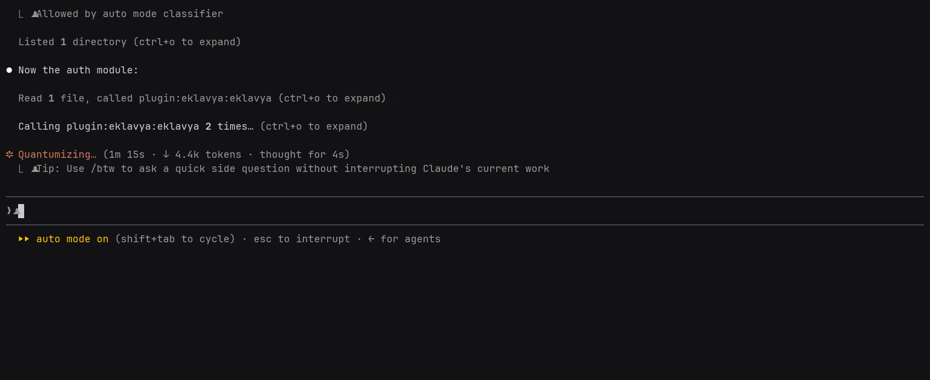 A checkpoint question arriving in the middle of a task, answered in two keystrokes, and the work carrying straight on