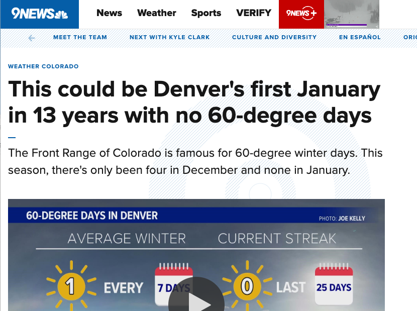 News article showing that this January is abnormally warm