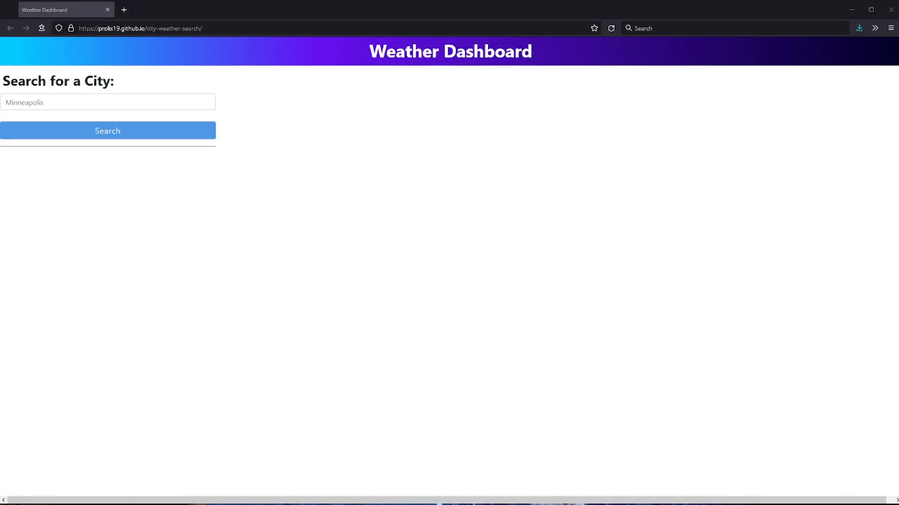 Picture of the Weather Dashboard