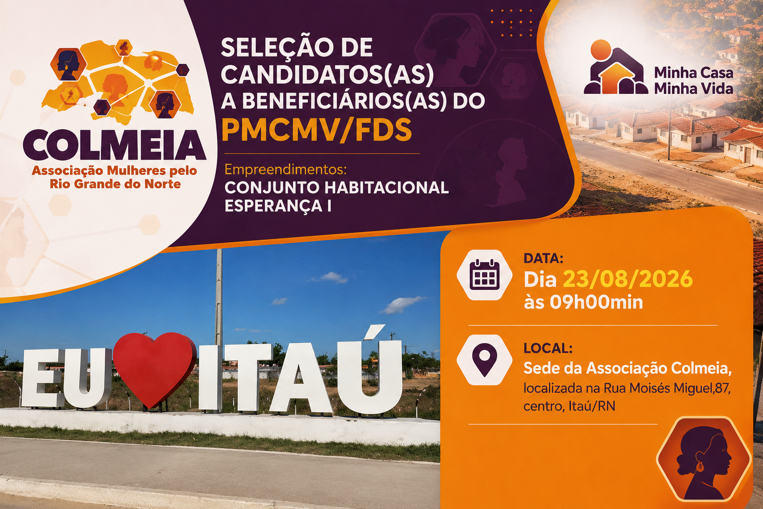 Edital de Seleção de Candidatos a Beneficiários do PMCMV/FDS — Conjunto Habitacional Esperança I, Itaú/RN