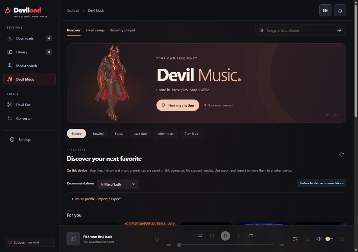 Devil Music: guest catalog, moods and local preferences