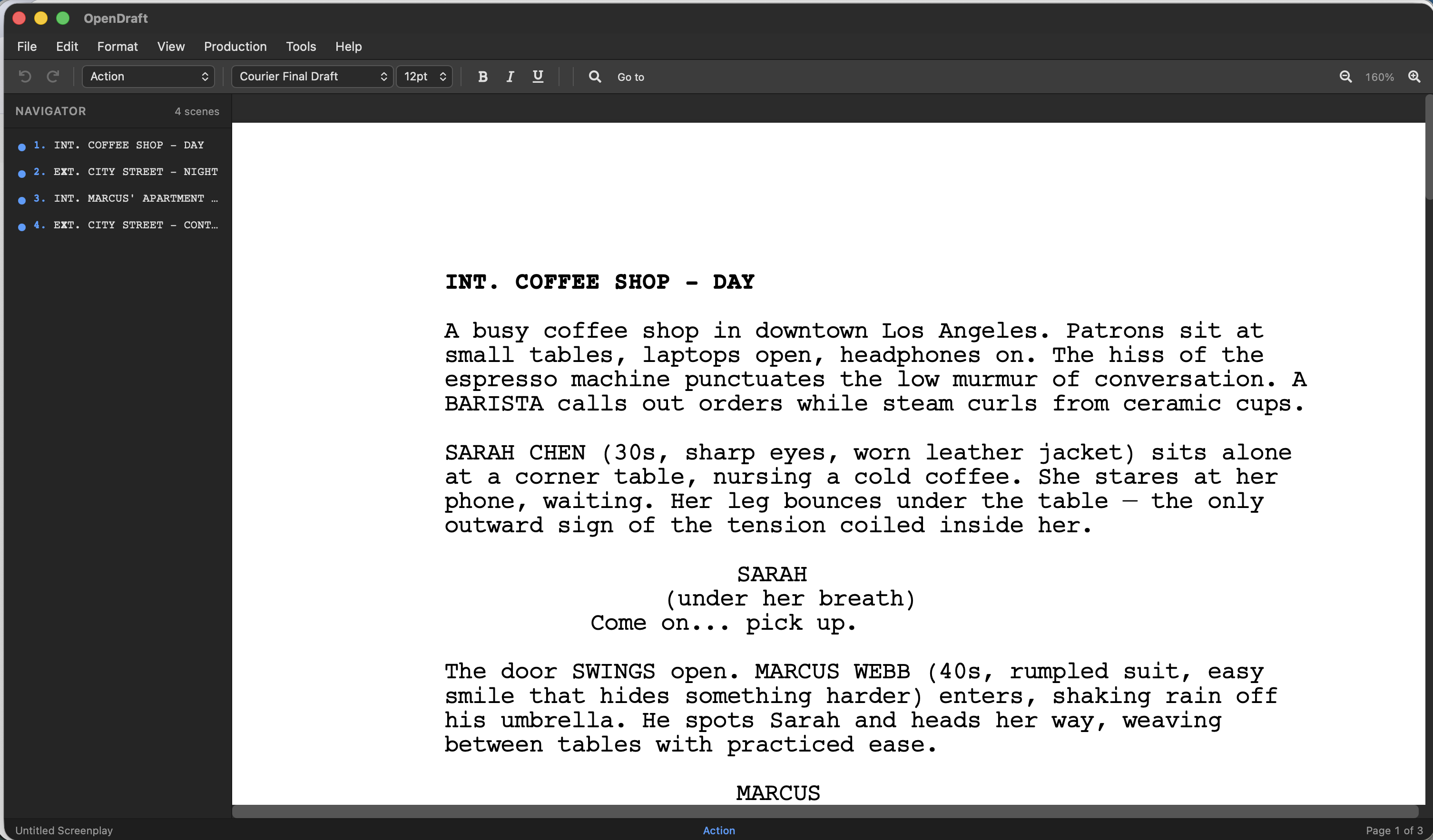 OpenDraft Screenplay Editor