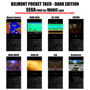 POCKET TACO SEGA Pack for MANIC emu — Belmon T Taco SG1000 Dark