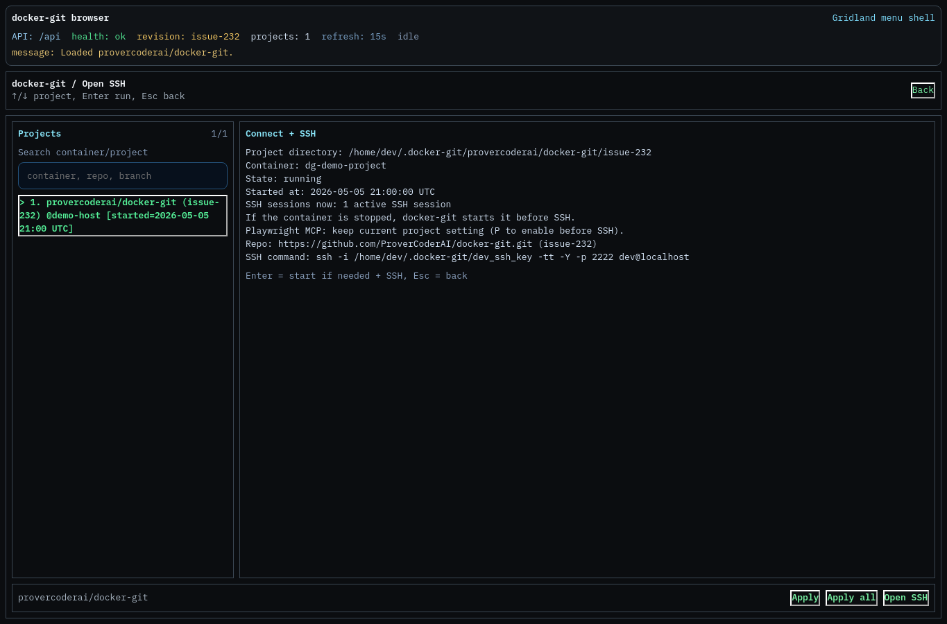 Project picker with Apply and Apply all actions