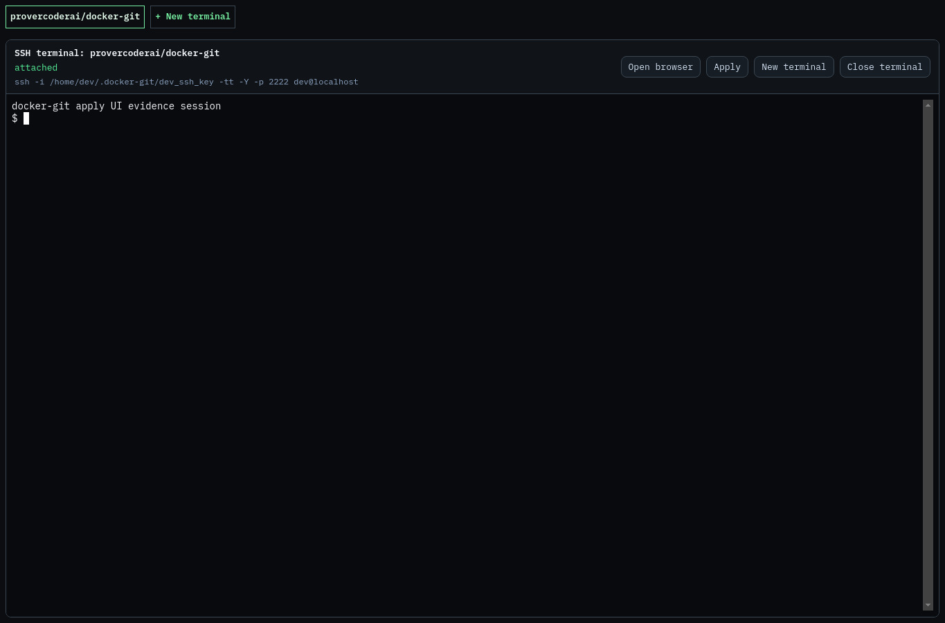SSH terminal header with Apply action