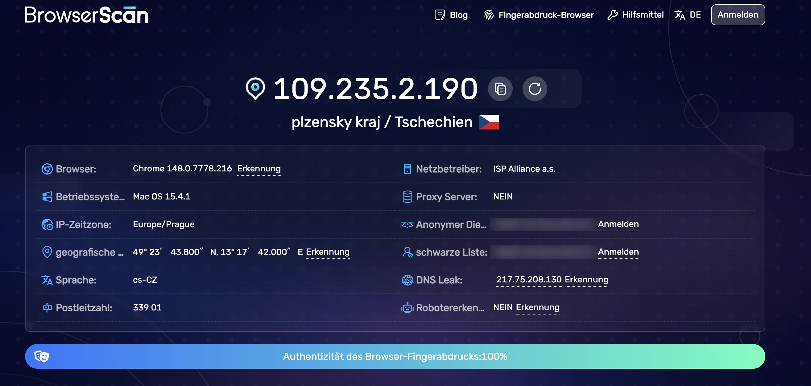 Browserscan authenticity score
